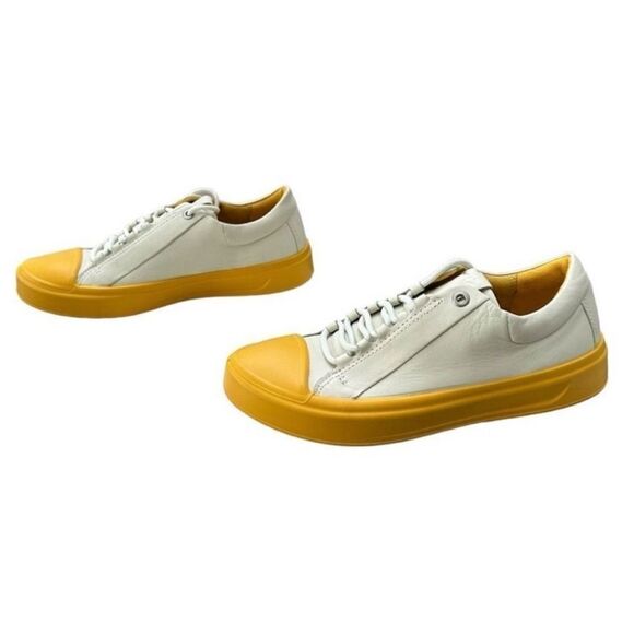 Ecco Flexure T-Cap Yellow Leather Sneakers Shadow Marigold Women’s Size US 5-5.5 - Picture 3 of 9